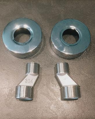 Coppia raccordi eccentrici inox AISI304 con rosoni