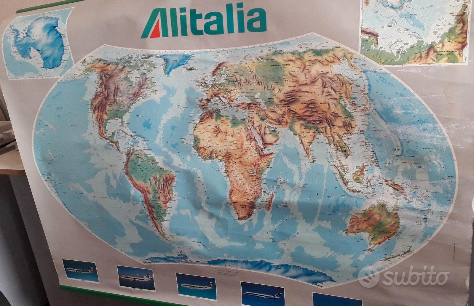 Alitalia - Cartina Geografica del Mondo - Vintage - Collezionismo In  vendita a Roma