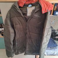 Piumino lungo imbottito verde doppio cappuccio XL