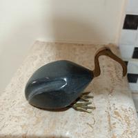 Statuina egiziana Ibis Troth in alabastro e ottone