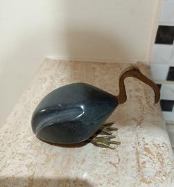 Statuina egiziana Ibis Troth in alabastro e ottone