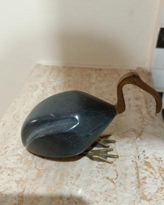 Statuina egiziana Ibis Troth in alabastro e ottone