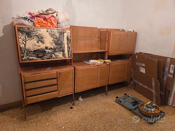 Parete attrezzata antiquariato anni 60