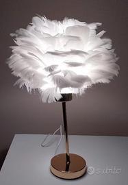 Set n.2 Lampade con piume artificiali bianche 