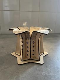 Portacandele Design "Fiore" in Legno Flessibile