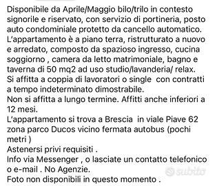 Bilocale a Brescia zona viale Bornata
