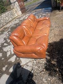 divano letto con 2 poltrone in vera pelle