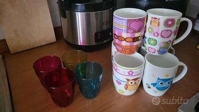 Set 6 tazze + 4 bicchieri colorati