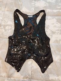 Gilet nero con paillettes
