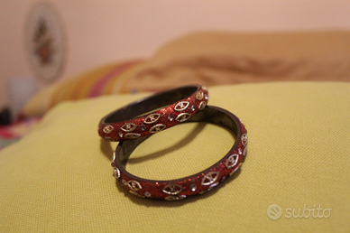 Bracciale rigido glitterato rosso