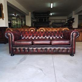 Divano 3 posti chesterfield club vintage originale