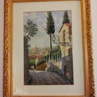 Quadro antiquario acquarello pittore chini del1932