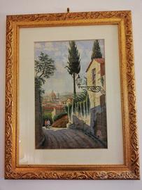 Quadro antiquario acquarello pittore chini del1932