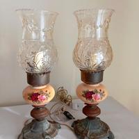 lampade vintage metallo e ceramica decori rose