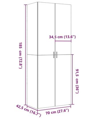 Armadio - 6 ripiani - 2 ante Rovere Fumo 180x80x40