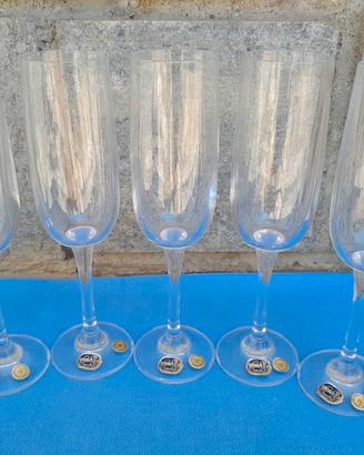 Set 5 Flûte champagne cristallo di Boemia,h 21 cm