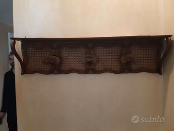 porta abiti legno, paglia vienna