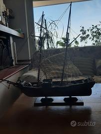 VELIERO ANTICO LEGNO A MANO VINTAGE EPOCA GIOCO