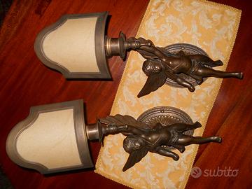 Coppia grandi applique bronzo massiccio
