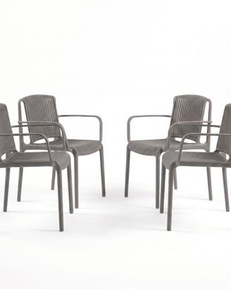 NES Set 4 Poltrone MINK GRIGIO da Esterno Interno