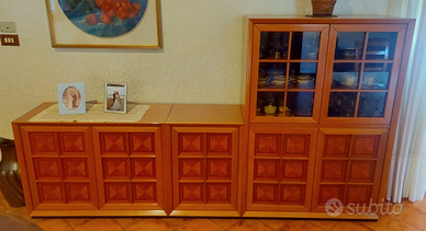 MOBILE SALONE CON VETRINA IN VERO LEGNO ANNI 80