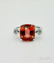 Anello oro 18 kt tormalina e diamanti