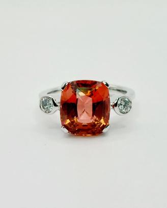 Anello oro 18 kt tormalina e diamanti