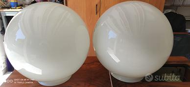 coppia sfere lampione in vetro bianco