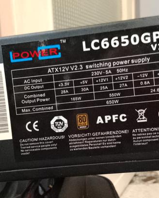 Alimentatore atx LC POWER 80 plus bronzo 650w 