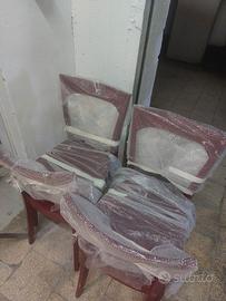 4 sedie in legno bordeaux