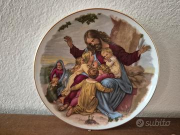 piatto decorativo Gesù che benedice i bambini