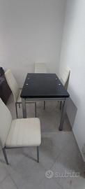 Tavolo con 4 sedie allungabile 4/6 posti in vetro