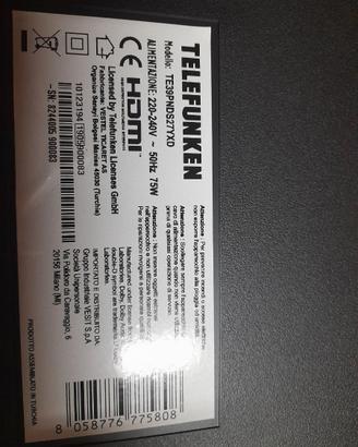 Ricambi Telefunken Modello TE39PNDS27YXD