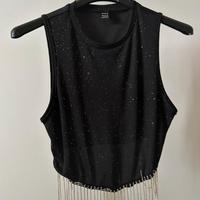 Top glitterato con strass