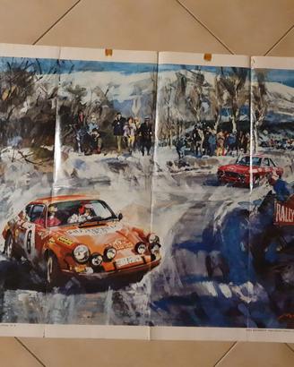 Poster Porsche Carrera 911S Monte carlo 1970