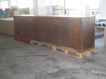 CASSETTIERA BANCONE ANTICO INDUSTRIALE