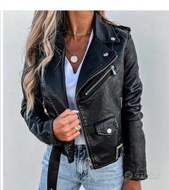 giacca in pelle taglia M nera