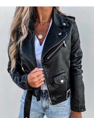 giacca in pelle taglia M nera