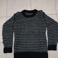 maglione girocollo nero grigio