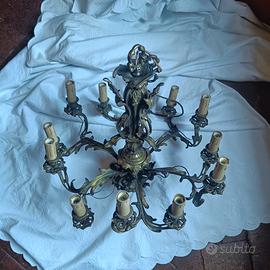 Lampadario vintage ottone  12 luci