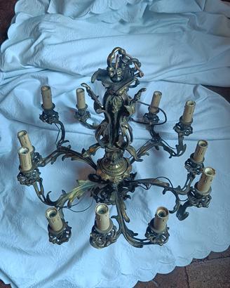 Lampadario vintage ottone  12 luci