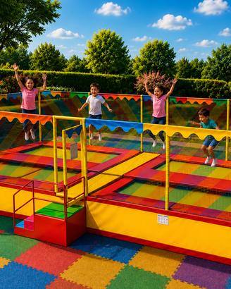 Trampolino Elastico Professionale per Parchi Gioco