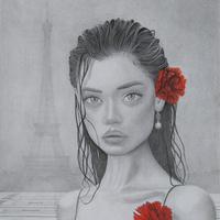 Disegno originale a matita e pastelli