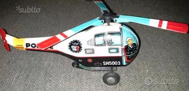 Elicottero della polizia anni 60 latta litografato