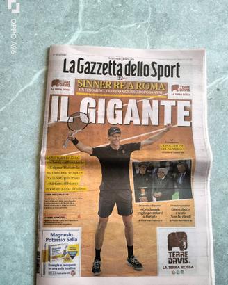 Gazzetta Sinner Vince Internazionali di Roma 2026
