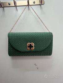 Pochette da sera verde smeraldo con brillantini 