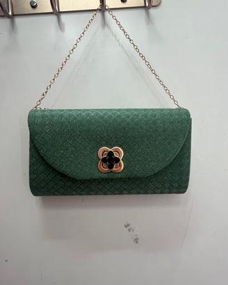 Pochette da sera verde smeraldo con brillantini 