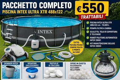 Piscina Intex tonda 488cm completa di accessori