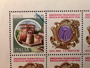 Foglio filatelico Rocca Roveresca Mondavio 1980