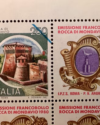 Foglio filatelico Rocca Roveresca Mondavio 1980